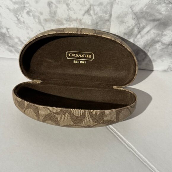 Coach Glasses Case Brown & Brown Velvet Interior Hard Shell Authentic Designer - Picture 3 of 7